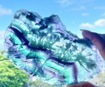 Rainbow Gateway Fluorite Slab with Dendrites