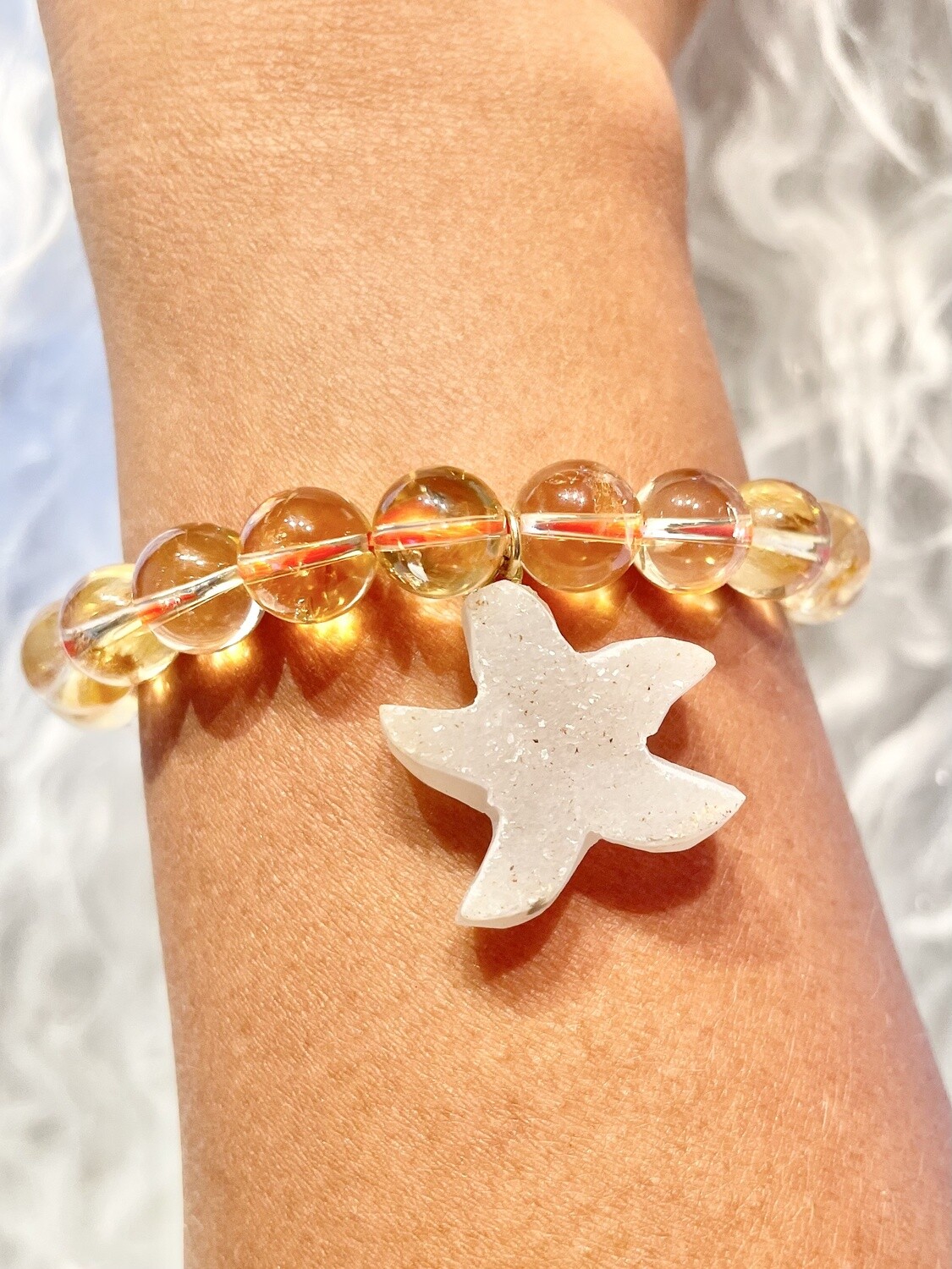 Golden Starfish Citrine Round Bracelet