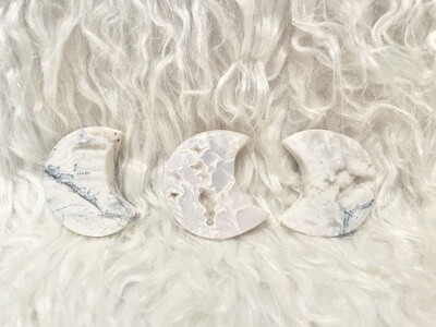 Moonwalk White Lace Agate Moons