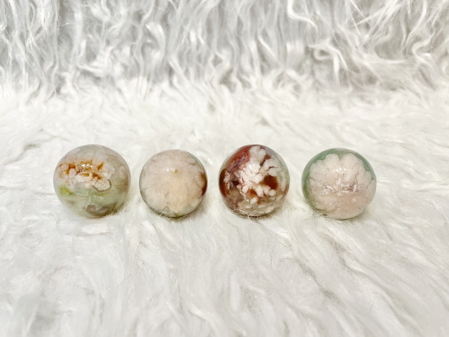Blossoming Greens Green Flower Agate Spheres