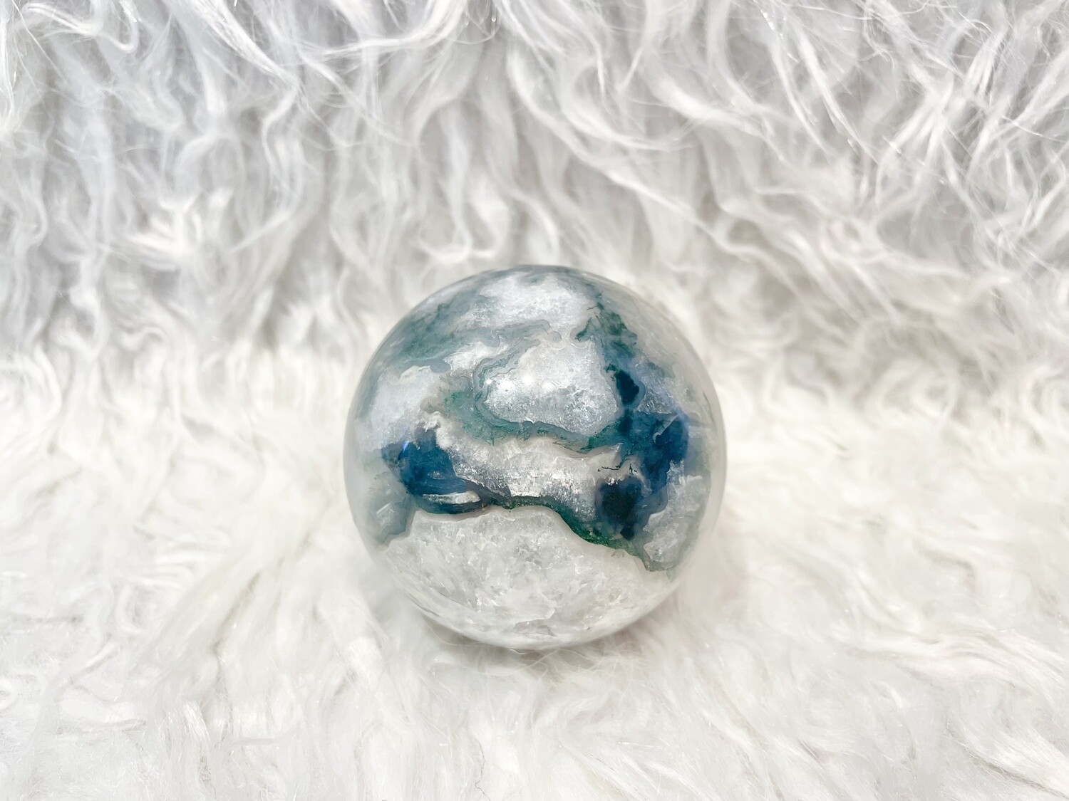 Ice Ice Baby Moss Agate Sphere