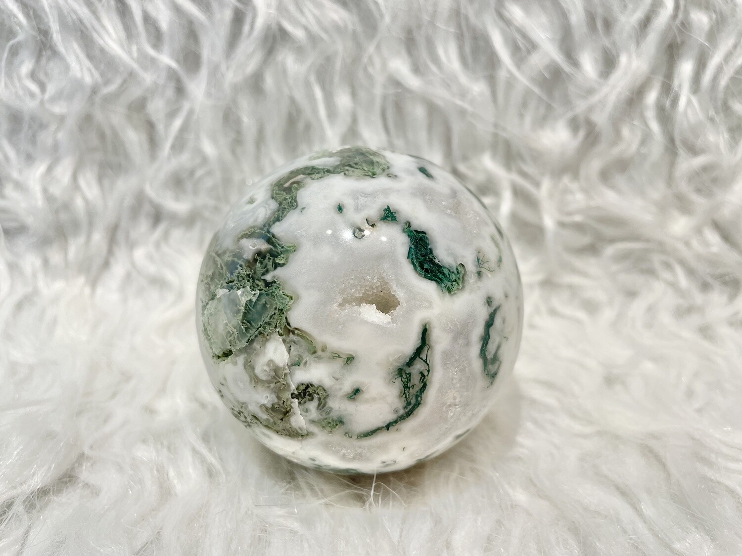 Cabbage On Rice Moss Agate Sphere