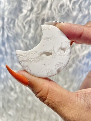 Purity White Lace Agate Moons