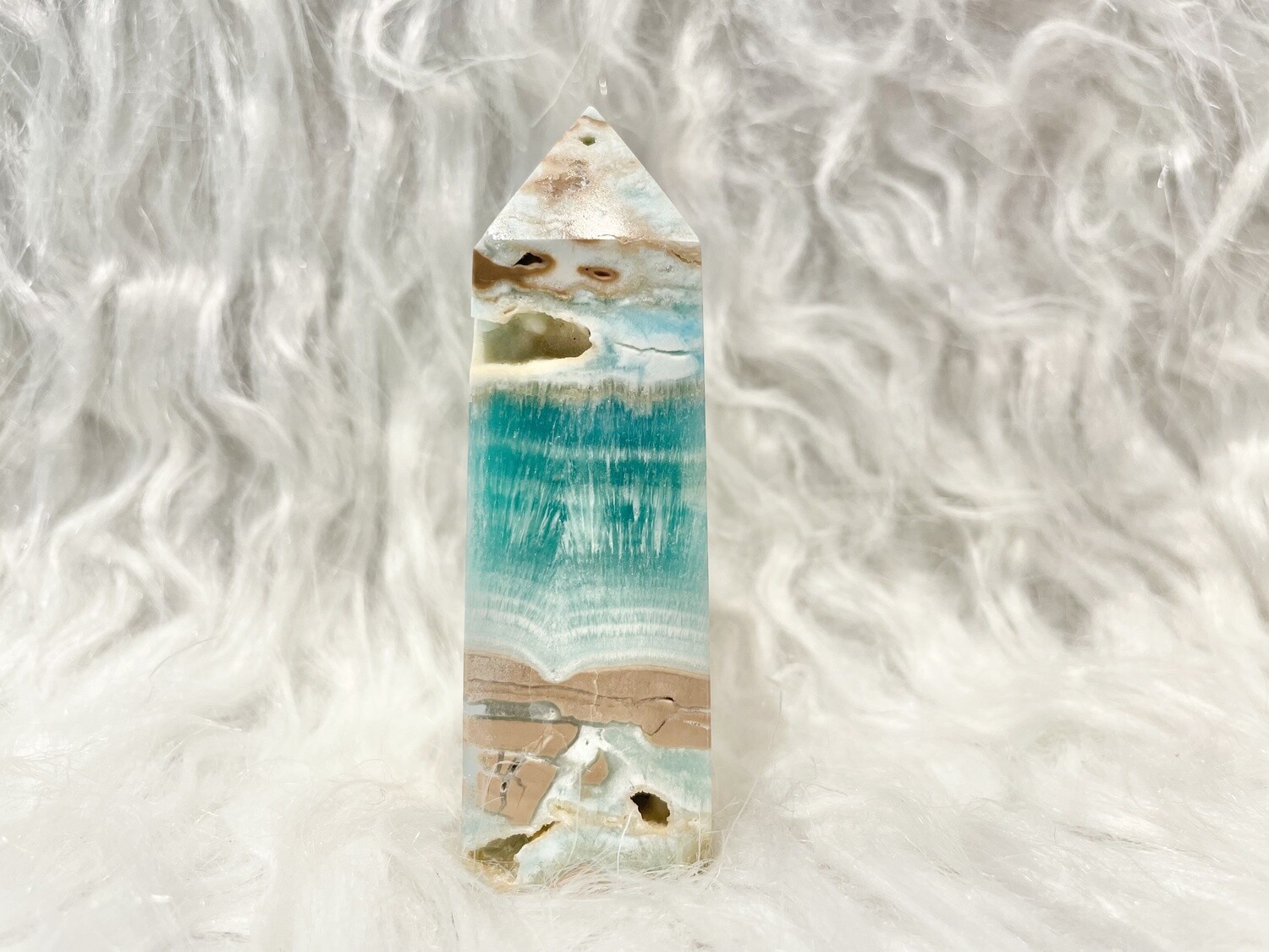 Lighthouse Blue Aragonite with Druzy Tower