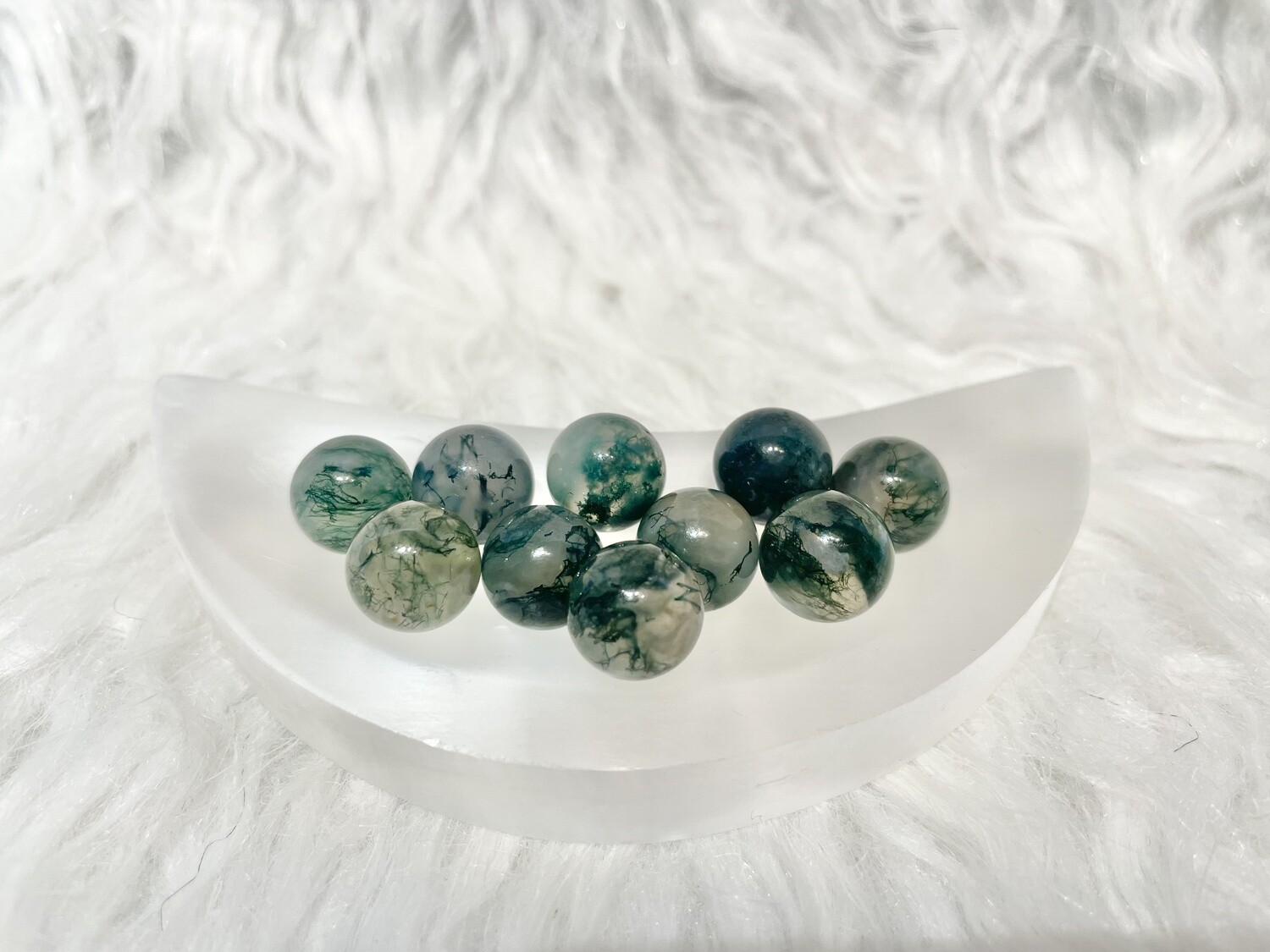 Tiny Earth Moss Agate Spheres