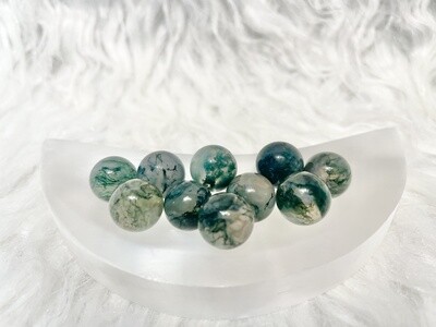 Tiny Earth Moss Agate Spheres