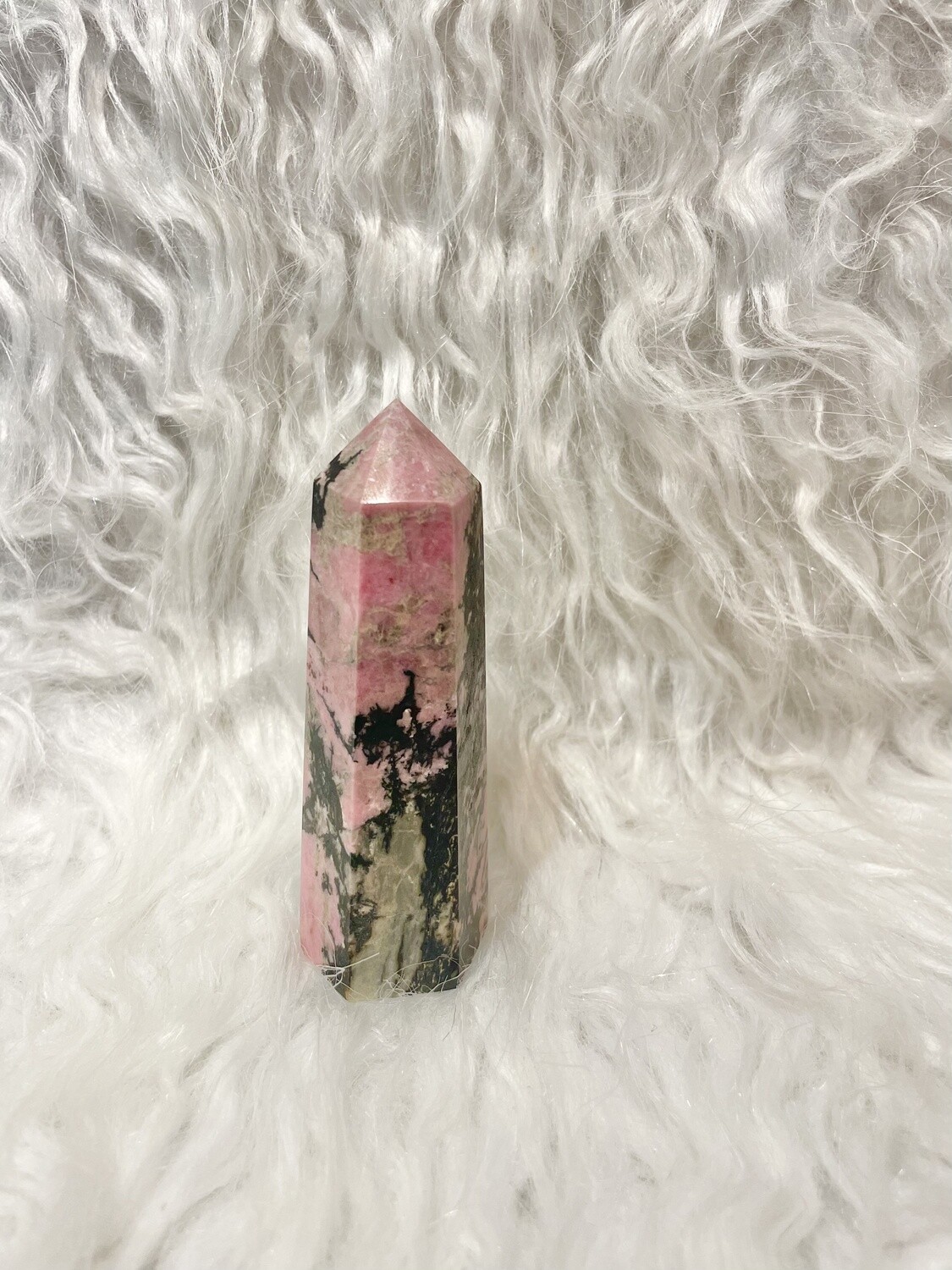 Unique Rose Rhodonite with Green Tower