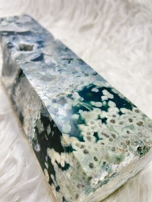 Tree of Life Large Moss Agate Tower
