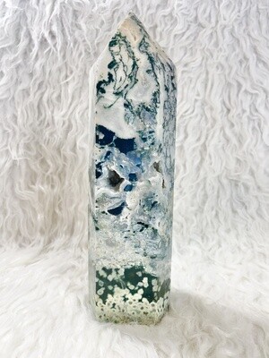 Tree of Life Large Moss Agate Tower