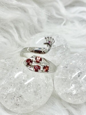 Proud Red Peacock Garnet Ring