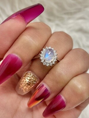 Moonstone in Sun Ring