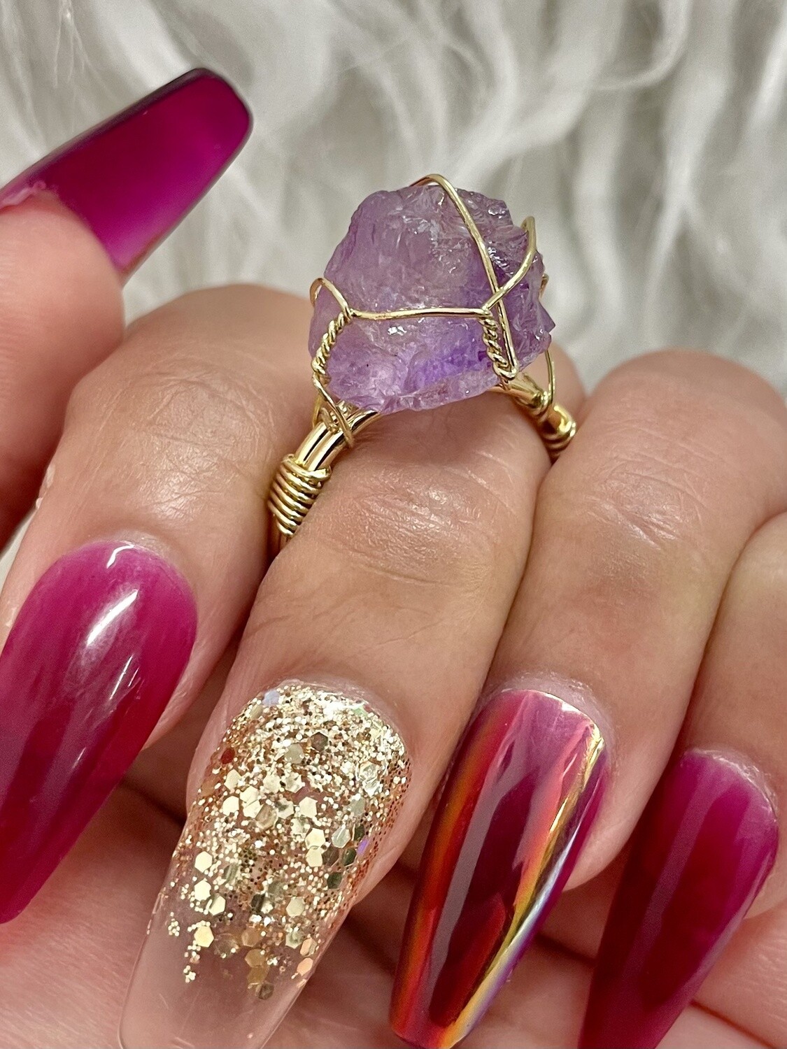 Very Jelly Amethyst Wire Wrapped Ring