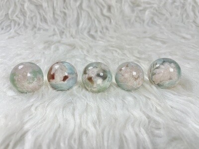Soft Love Green Flower Agate Spheres