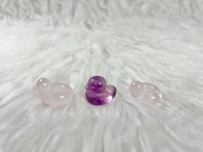 Baby Rose Quartz and Fluorite Ducks