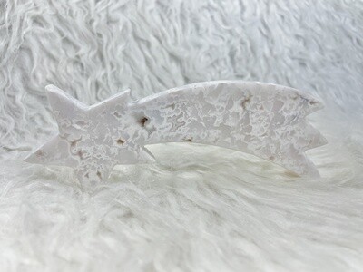 Shooting Star White Lace Druzy Agate Carving