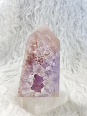 Queen of Spades Flower Agate x Amethyst Tower