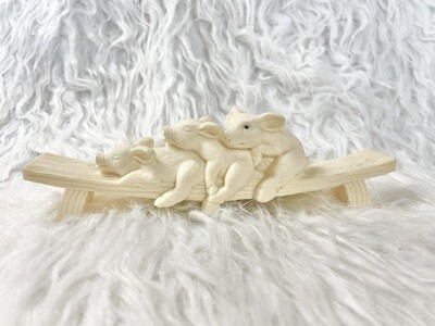 Three Lil Piggies Tagua Nut Carving