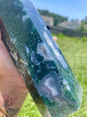Invigorating Moss Agate Large Tower
