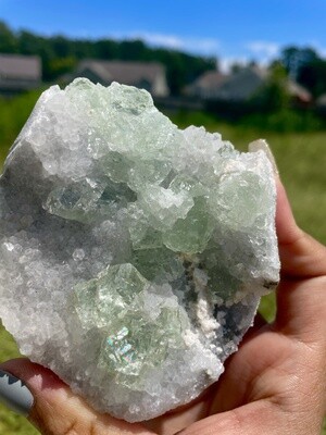 Mint Green Fluorite in Quartz