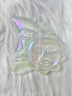 Eclipse Aura Selenite Sun and Moon Carving