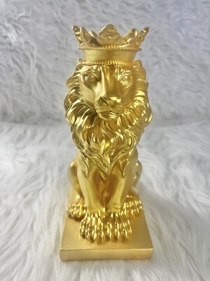 Majestic Gold Lion Resin Sphere Stand