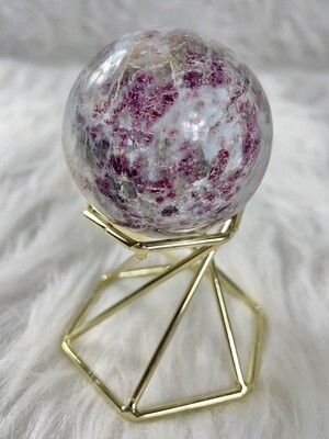 Cherry Snow Rubellite Tourmaline Sphere