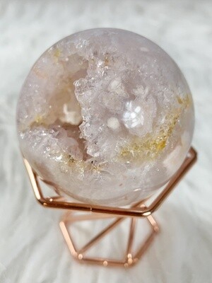 Golden River Flower Agate with Pink Amethyst Sphere