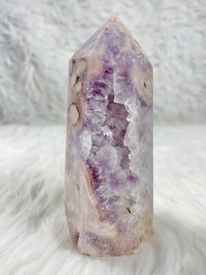 Purple Christmas Flower Agate Tower with Amethyst