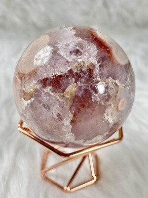 Blush Flower Agate Sphere with Amethyst