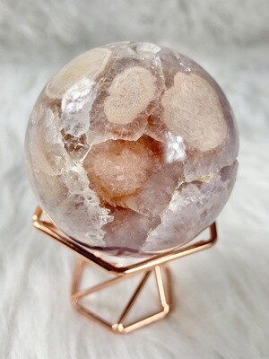 Blush Flower Agate Sphere with Amethyst