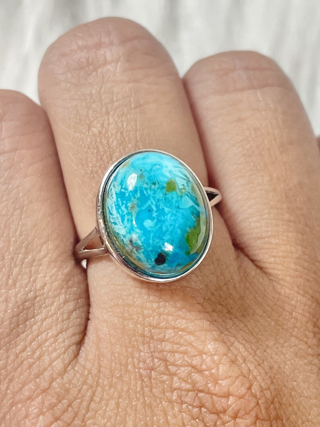 Chrysocolla on 925 Silver Ring