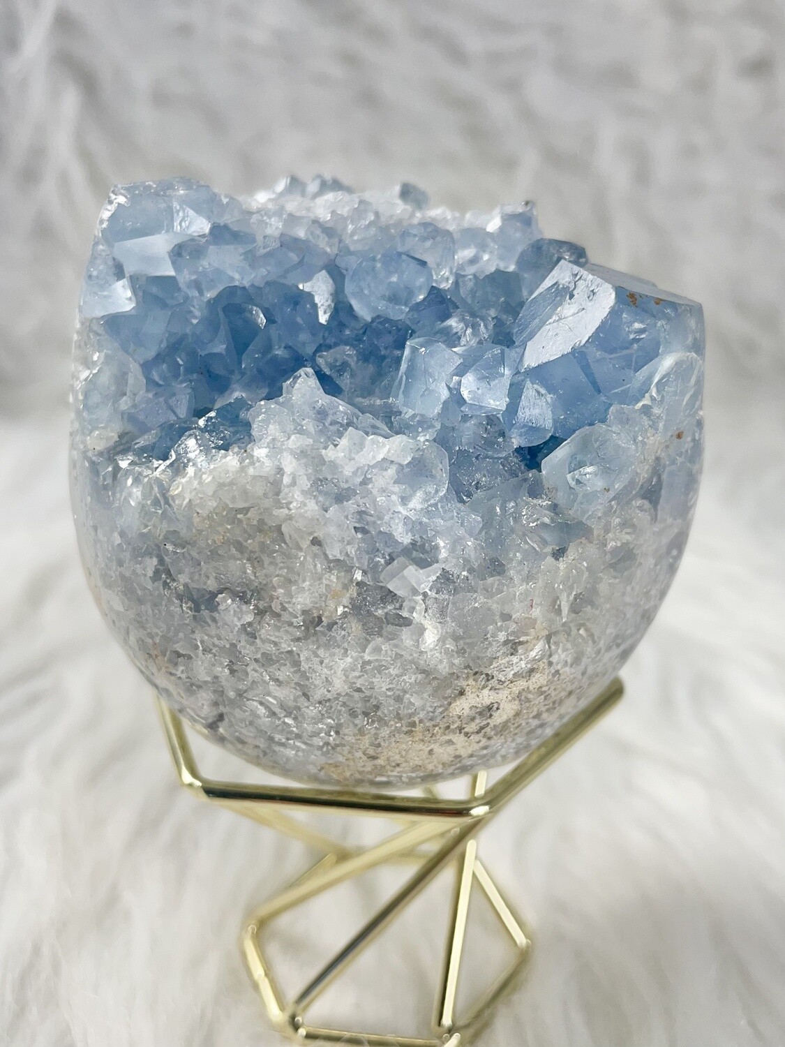 Glacier Cupcake Blue Celestite Half Sphere