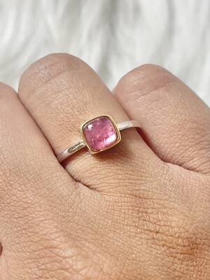 Strawberry Pink Tourmaline on 925 Silver Ring
