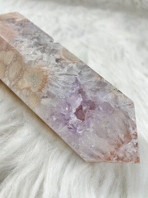 Bosom Large Flower Agate with Amethyst Tower