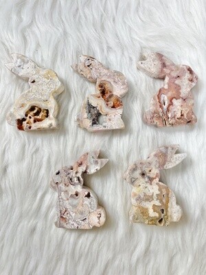 Binky Pink Crazy Lace Agate Rabbits