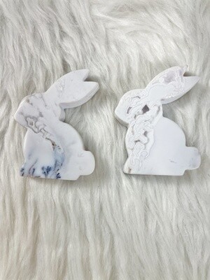 Snowy White Lace Agate Rabbits