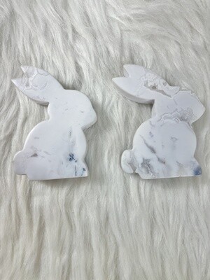 Snowy White Lace Agate Rabbits