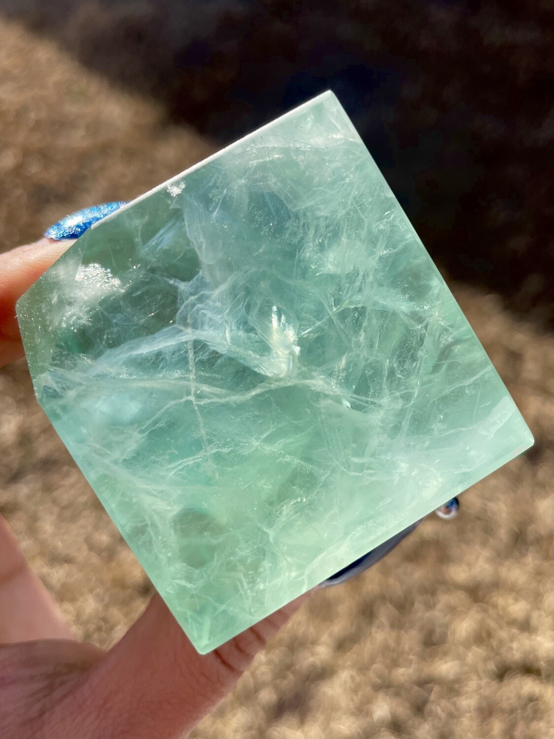 Wisps of Mint Green Fluorite Cube