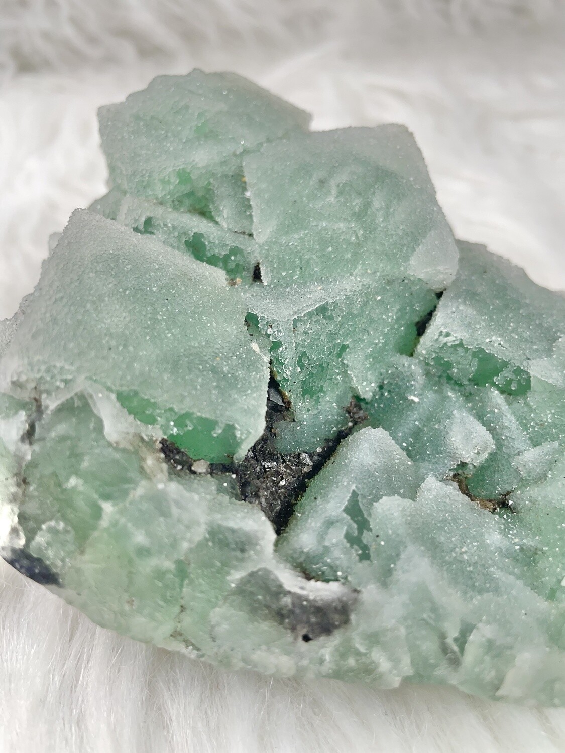 Sugared Lime Green Fluorite with Druzy