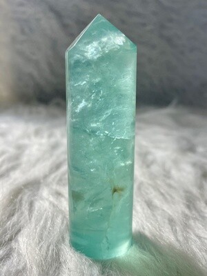Fresh and Clean Green Fluorite Cylindrical Tower