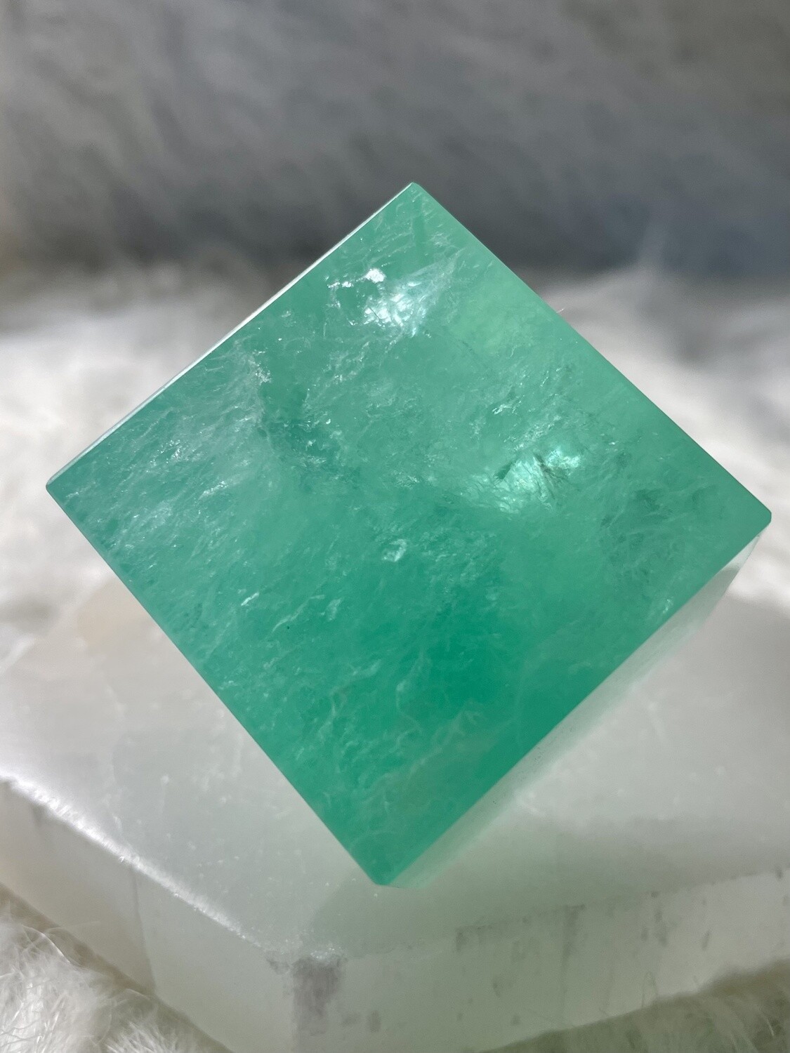 Lime Tesseract Green Fluorite Cube