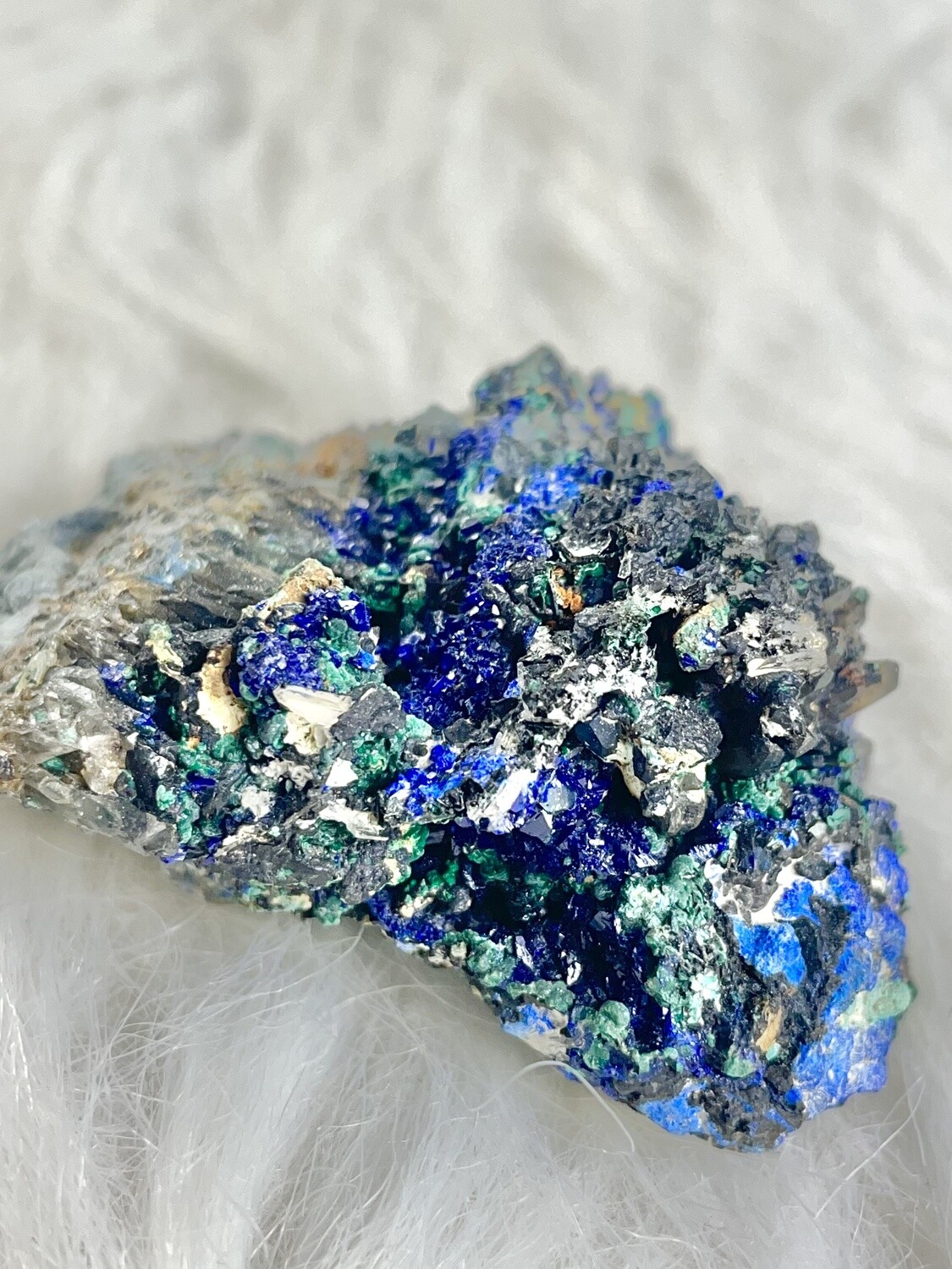 Have It All Azurite with Pyrite and Quartz