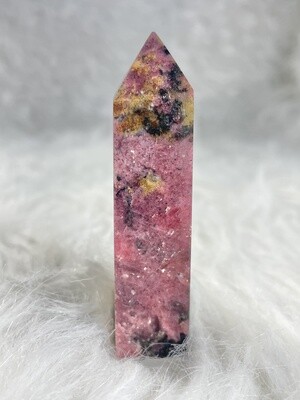 Spring Rose Deep Pink Rhodonite Tower