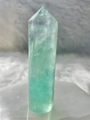 Luminous Green Fluorite Cylindrical Tower