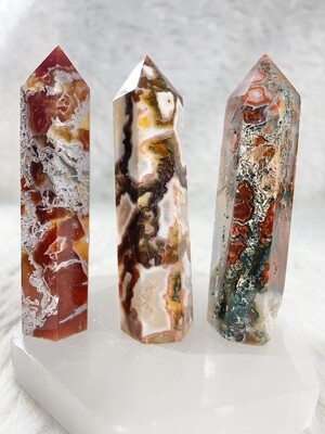 Red Caverns Carnelian with Moss Agate Towers