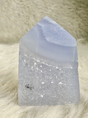 Glittery Cloud Druzy Blue Chalcedony Tower