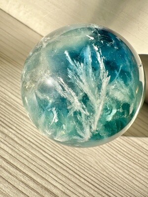 Frosty Wonders Teal Blue Fluorite Sphere