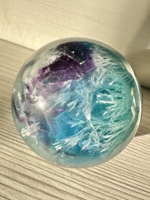 Frosty Wonders Teal Blue Fluorite Sphere