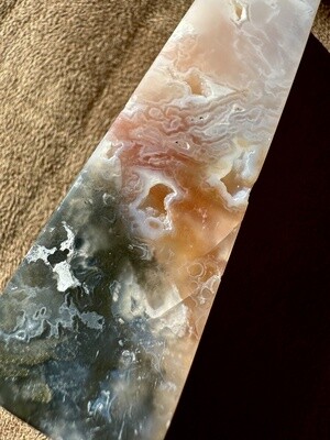Volcanic Snow Plume Lace Agate Tower