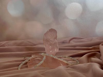 Ariel the Mermaid Rose Quartz Carving